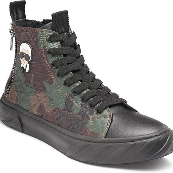 NWOB Karl Lagerfeld Paris Men\'s SHOES 10.5 Double Back Zip Quilted Camo Hi Top main image 8